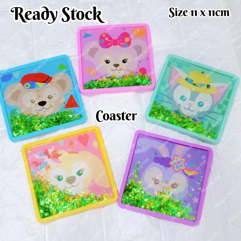 Jual Set Coaster Tatakan Gelas Isi Silikon Akrilik Disney Karakter