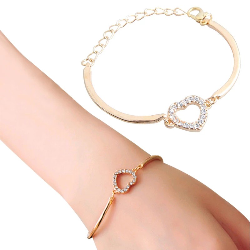 Jual Gelang Emas Berlian Cinta Fashion Simple Style Golden Tone