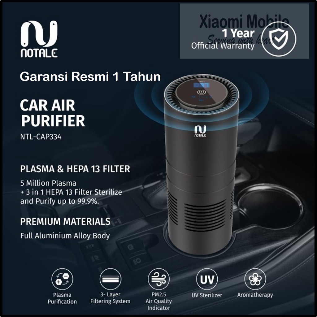Jual NOTALE Portable Car Air Purifier HEPA 13 Plasma UVC Garansi Resmi Shopee Indonesia