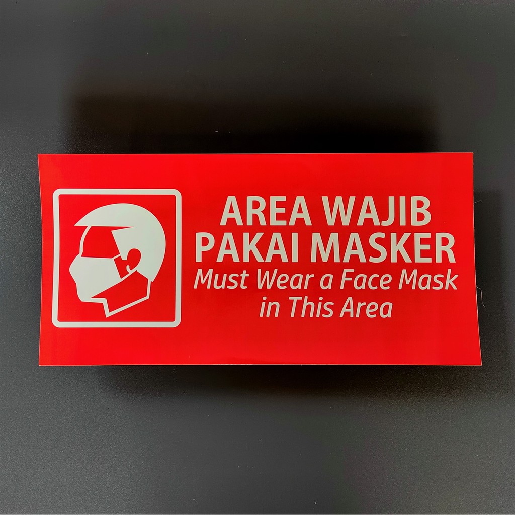 Jual Stiker Waterproof - Wajib Pakai Masker - Stiker Sudah LAMINASI ...