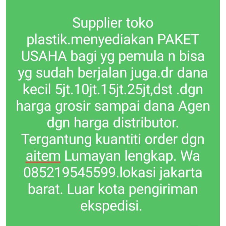 Jual Paket Usaha Toko Plastik Jakarta Barat | Shopee Indonesia