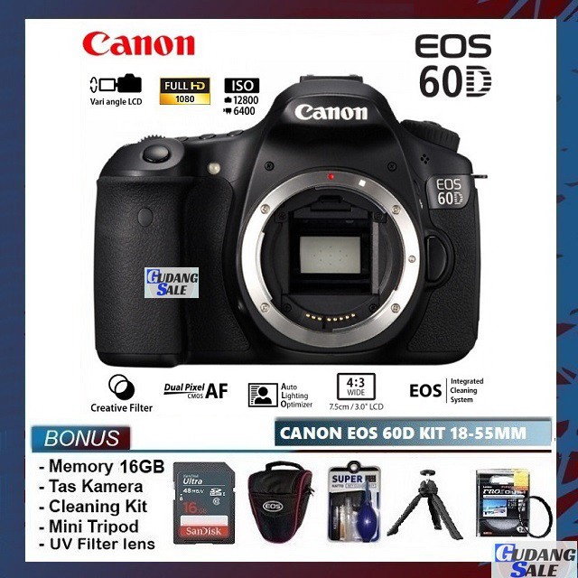 Jual [NEW] KAMERA CANON EOS 60D BODY ONLY - GARANSI 1 TAHUN - FREE ...