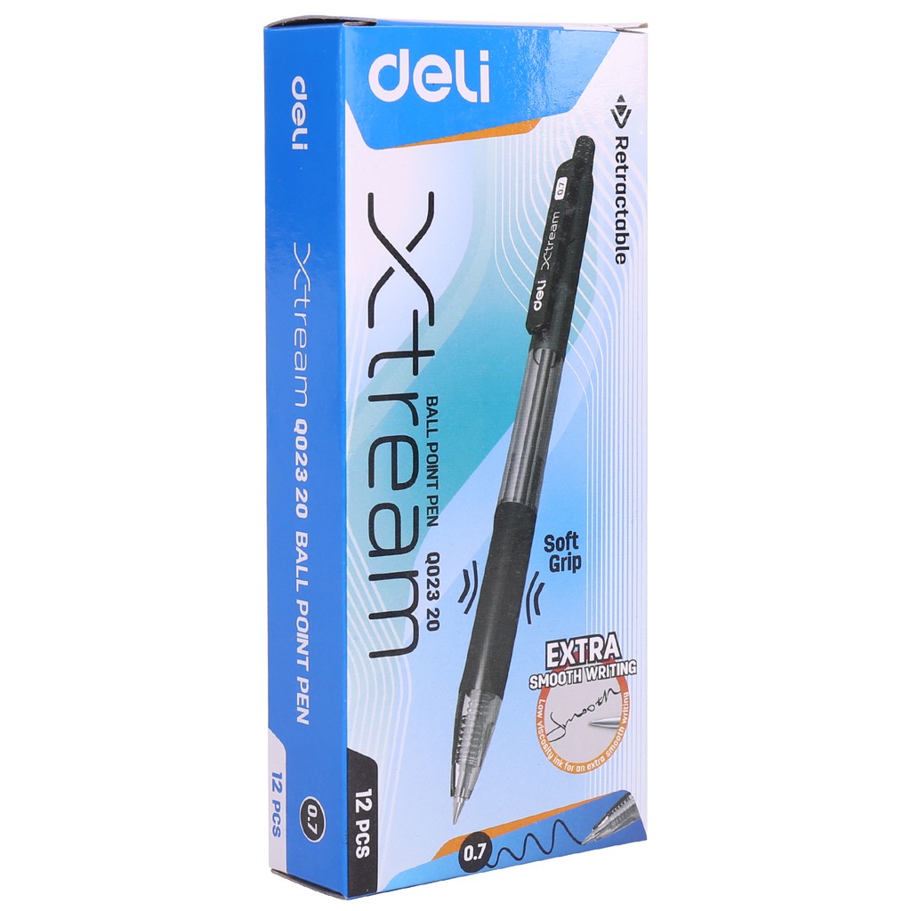 Deli Pulpen Ball pen Cetek halus - Warna Hitam 0.7mm EQ02320 (5)