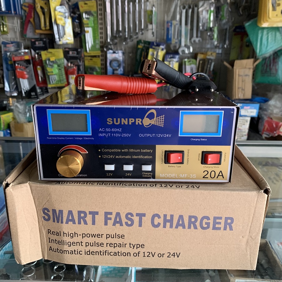 Jual Alat Cas Aki Mobil 24V / 12V 20A Fast Sunpro MF-3S Smart Fast