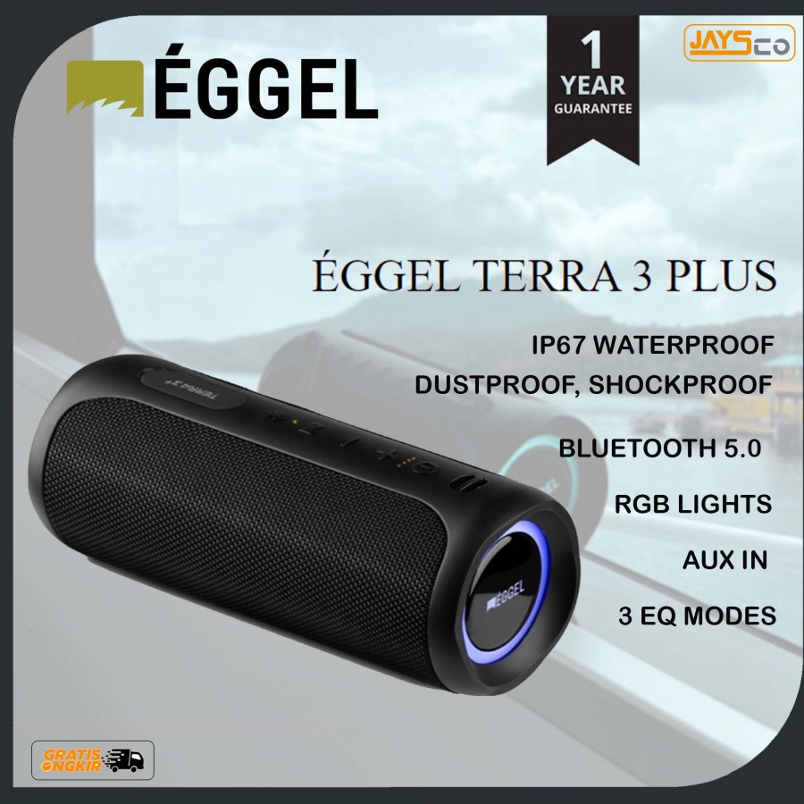 Jual Eggel Terra 3 Plus Waterproof Portable Bluetooth Speaker Stereo