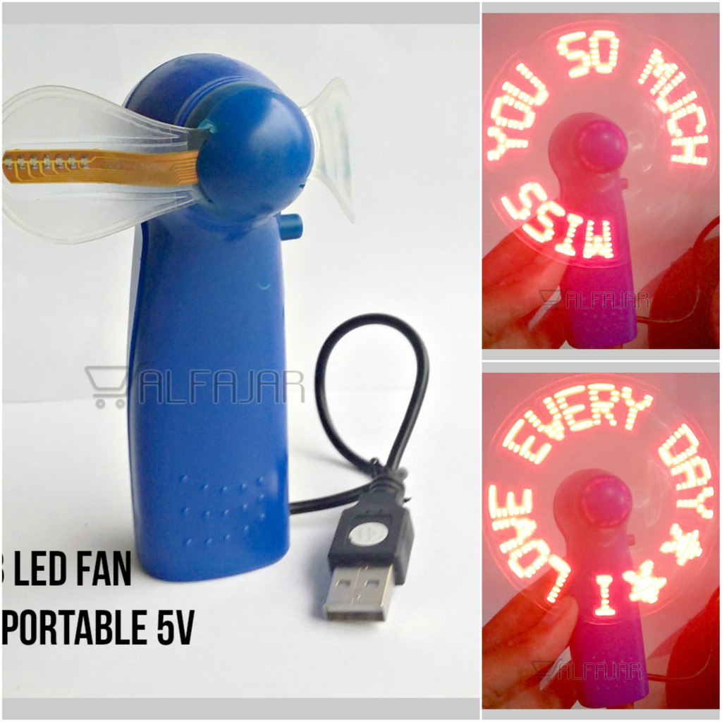 Jual KIPAS MINI USB LED FAN TEXT RUNNING PORTABLE 5V Tulisan Huruf ...