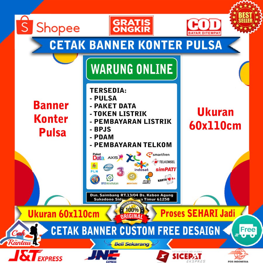 Jual Cetak Banner Konter Pulsa Free Design Spanduk Backdrop Baliho Toko ...