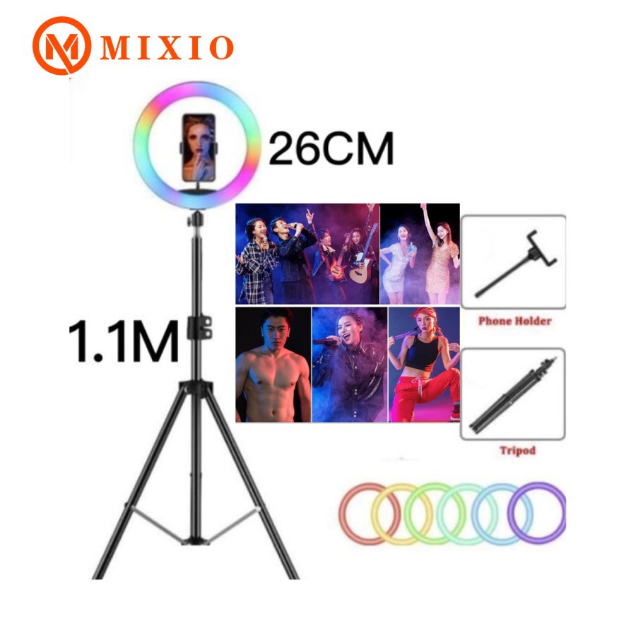 Jual Mixio Ring Light Rgb Rainbow Cm Tripod Stand M Shopee Indonesia