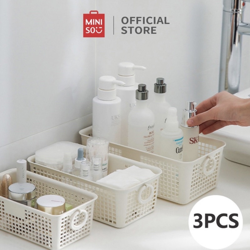 Jual COD DENPASAR Miniso Storage Box 3pcs Keranjang Penyimpanan Rak ...