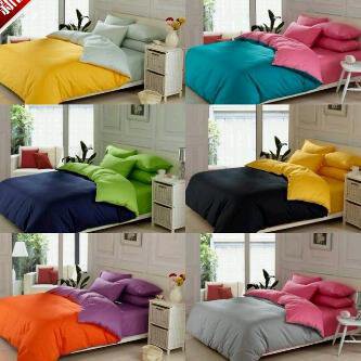 Jual PROMO Bedcover + Sprei Set Two Tone 160x200 Bolak Balik Dua Warna ...