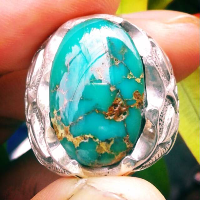 Jual Natural Batu Pirus Persia Urat Emas Asli | Shopee Indonesia