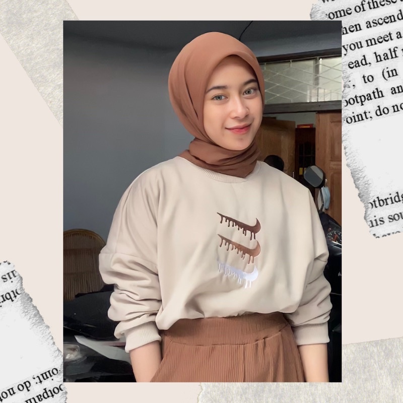 BISA COD SWEATER WANITA STRIPE MELT CREAM OUTFIT PINTEREST ATASAN WANITA OOTD HIJAB KOREAN STYLE BAJU WANITA WARNA SOFT