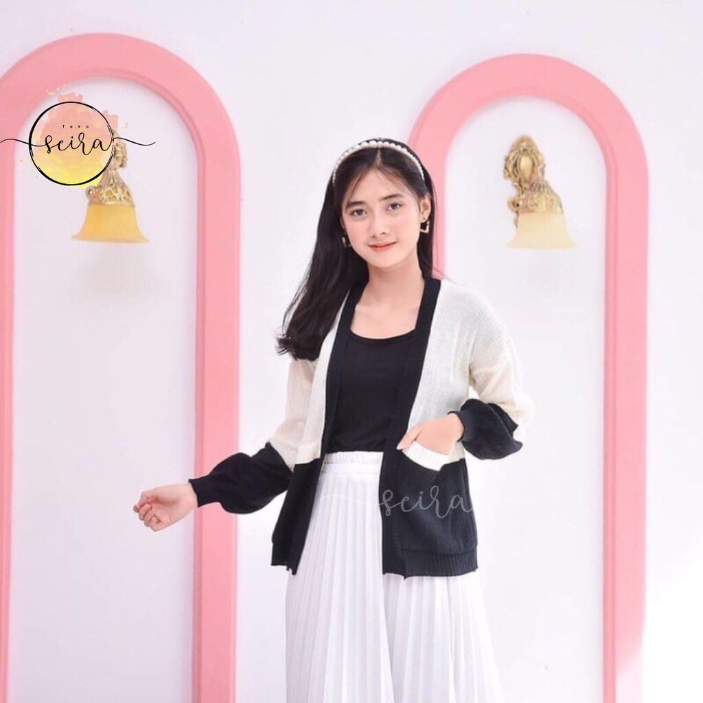 Jual Bisa Cod Manda Outer Cardy Tone Sweater Wanita Cardigan Rajut Outer Wanita Knit