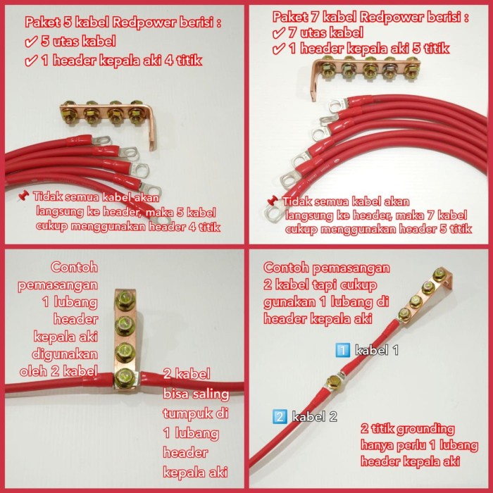 Jual RedPower Kabel Grounding Merah Ground 7 titik Premium High Quality ...