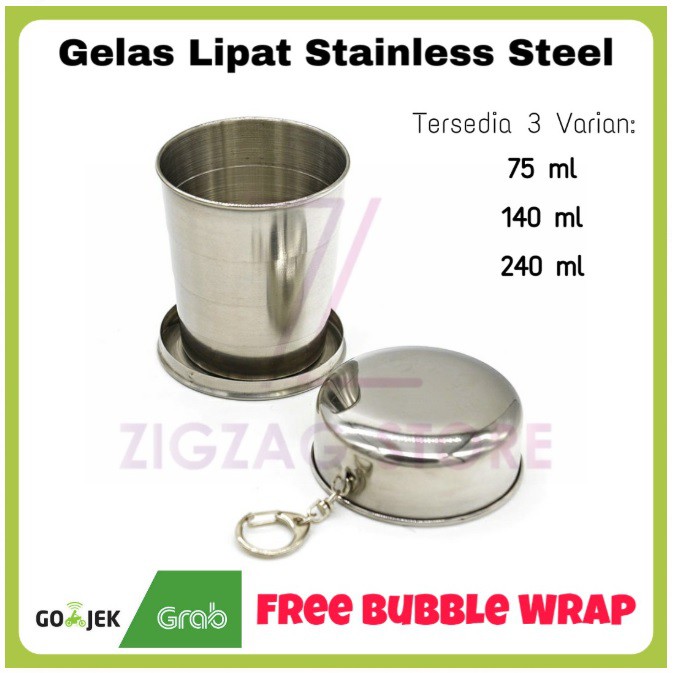 Jual Gelas Lipat Stainless Steel Gelas Camping Lipat 75ml 240ml Shopee Indonesia 3295