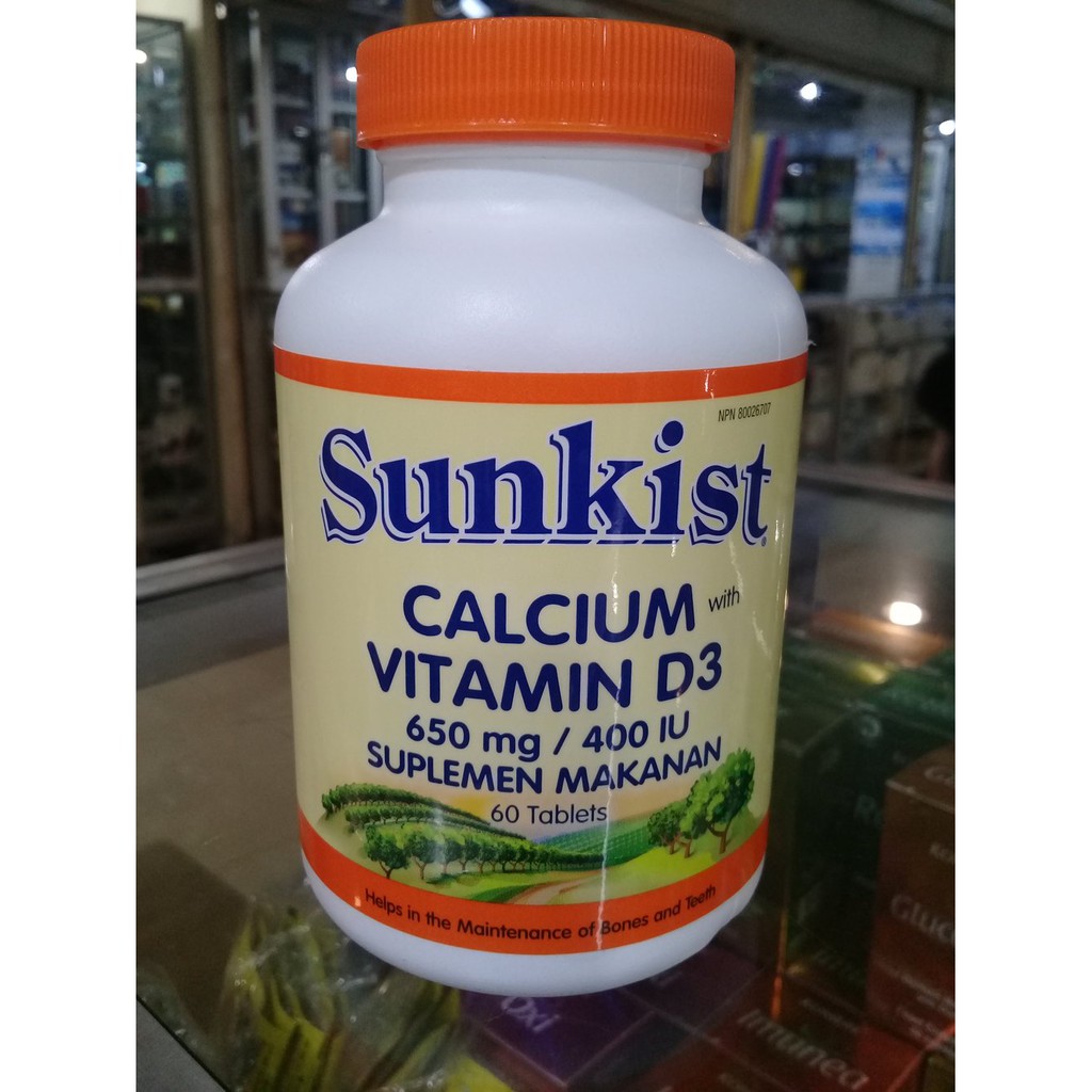 Product image SUNKIST Calcium Vitamin D3 650mg 400iu 400 iu isi 60 ORIGINAL BERGARANSI JIKA TERBUKTI PALSU