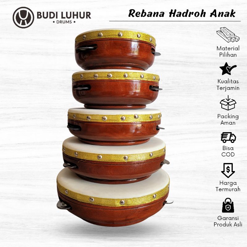 Jual Paket 1 Set Rebana Anak Ukuran 5 Biji Rebana Hadroh Murah Kualitas ...