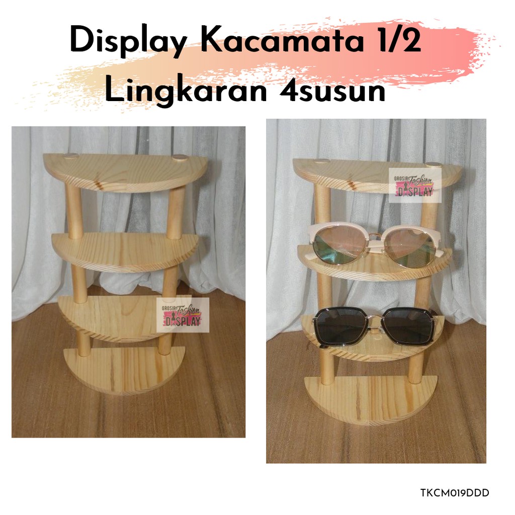 Jual Display Kacamata Kayu Setengah Lingkaran Susun Stand Pajangan Rak Tempat Aksesoris