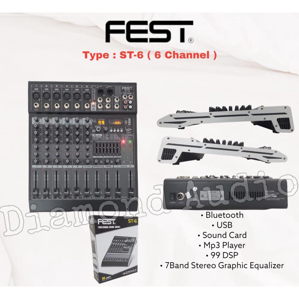 Jual Mixer Audio Fest St6 Usb Bluetooth Original Mixing St 6 Channel ...