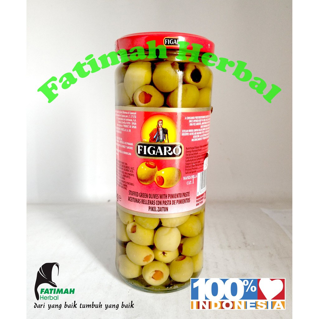 Jual Figaro Stuffed Green Olives Buah Zaitun Hijau 450gr Shopee Indonesia