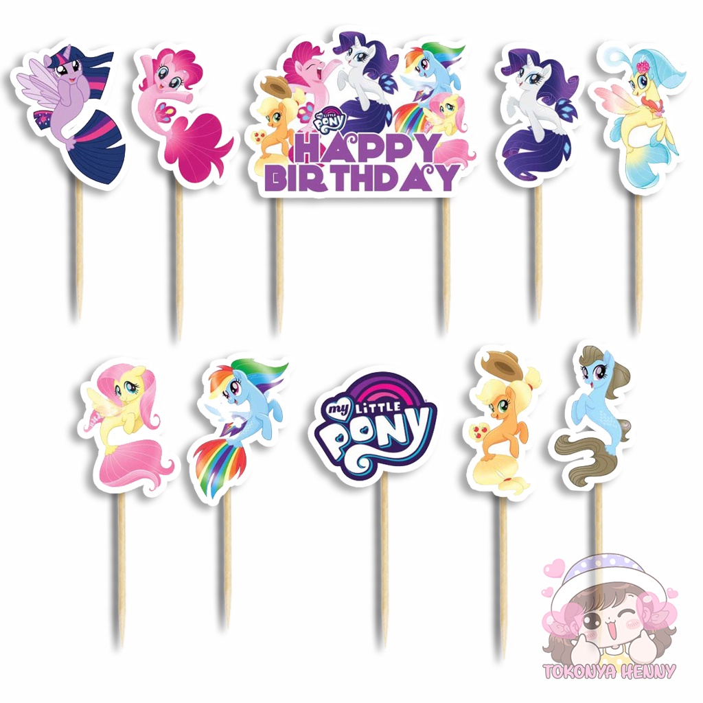 Jual Topper Cake Hiasan Kue Ulang Tahun motif LITTLE PONY MERMAID