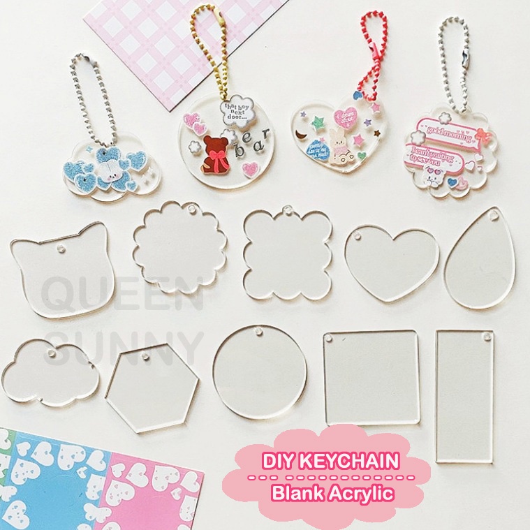 Jual Bahan Gantungan Kunci Akrilik Polos Clear Blank Acrylic Keychain Akrilik Bening