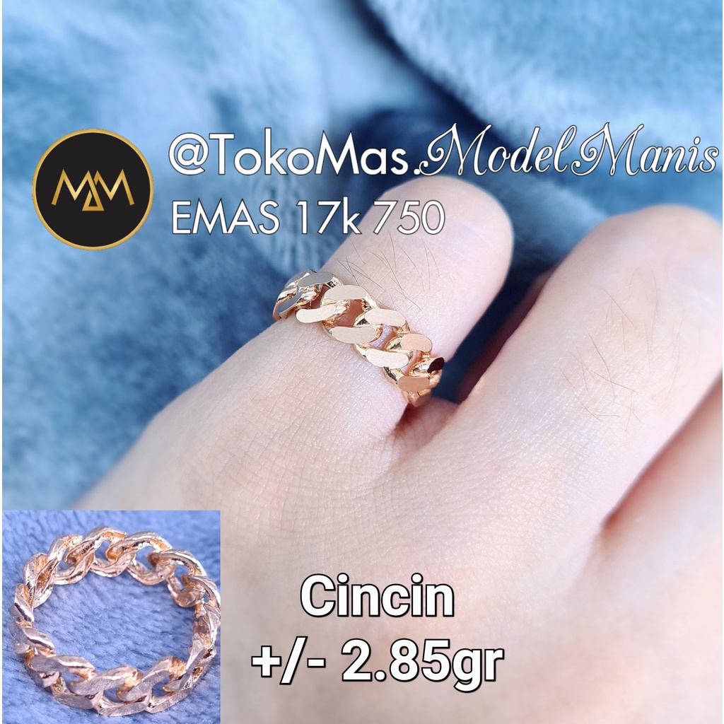 Jual Cincin Rantai Sisik naga kilap emas rosegold 750 kadar 17k ...