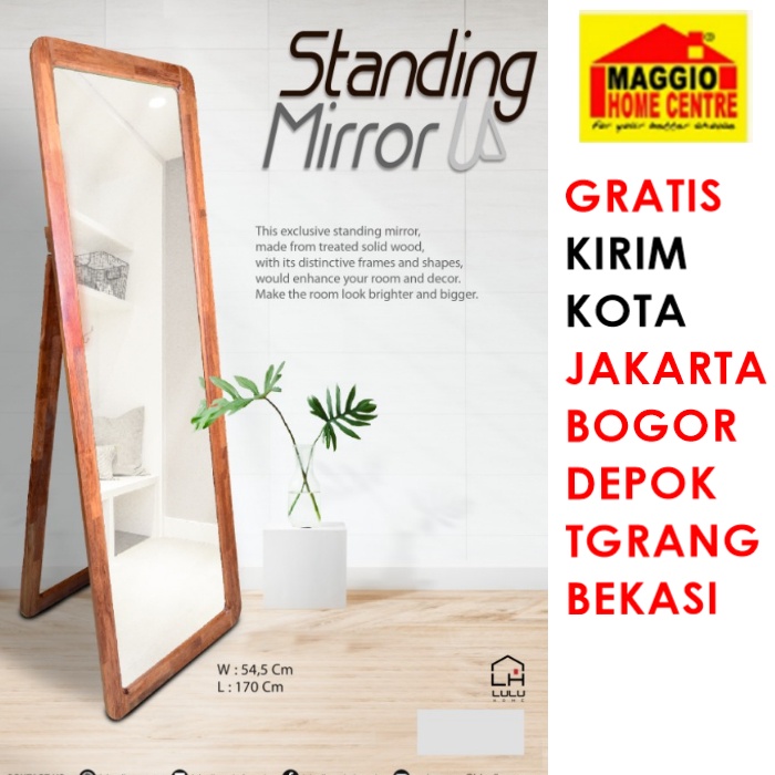 Jual CERMIN FITTING ROOM CERMIN MAKEUP STANDING MIRROR SIMPLE KAYU