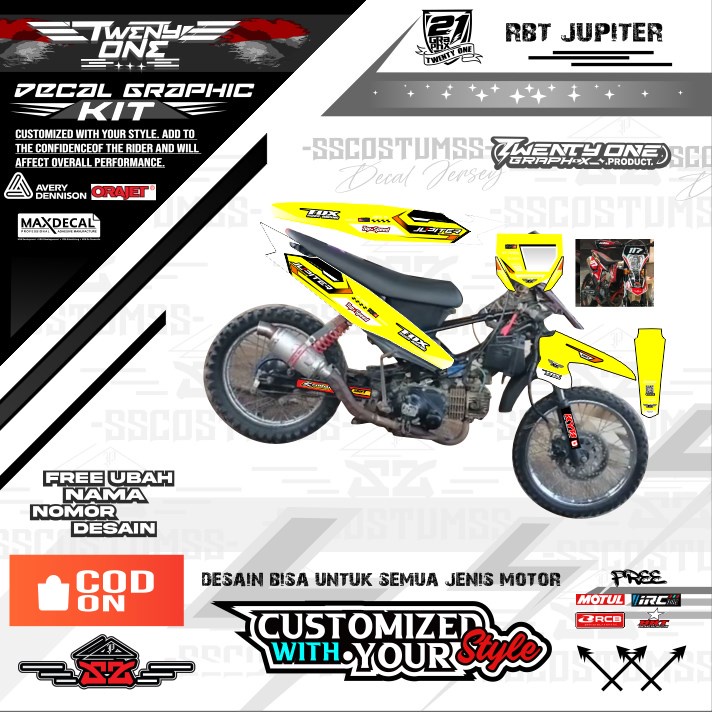 Jual rbt decal rbt jupe kar 1f 0722 ⭐JUPITER VEGA NEW motor trail REVO ...