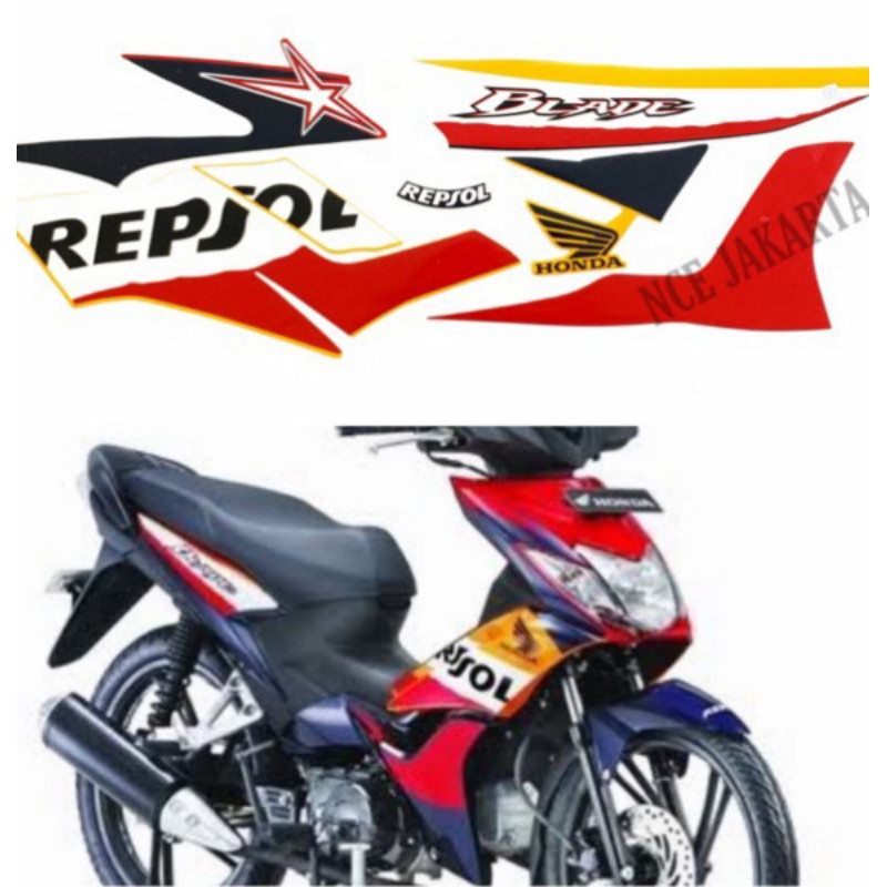 Jual STIKER STICKER STRIPING LIS LES BODY MOTOR HONDA BLADE REPSOL 2009 ...