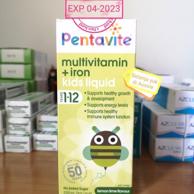Jual PENTAVITE multivitamin + iron kids liquid 200mL lemon lime