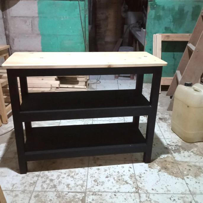 Jual Rak Spatu/Rak 3Susun Bahan Kayu Jati Belanda Kaki Cat Hitam Duco ...