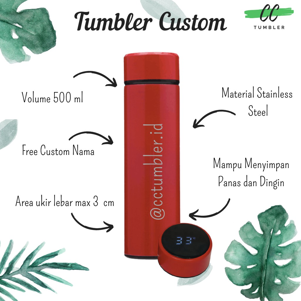 Jual TUMBLER DIGITAL / DOFF / TUMBLER LED / SUHU / TERMOS / CUSTOM NAMA ...