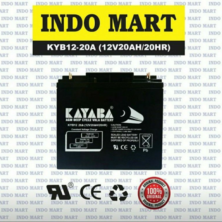 Aki/Baterai(Accu/Battery) Kering(MF) VRLA(UPS) 12V20Ah / 12V 20Ah Kayaba AGM Deep Cycle GEL (VRLA 12V 18Ah)