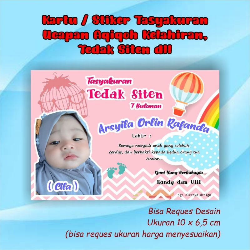 Jual Stiker Tasyakuran Kartu Tasyakuran Kelahiran Aqiqoh Ulang Tahun ...