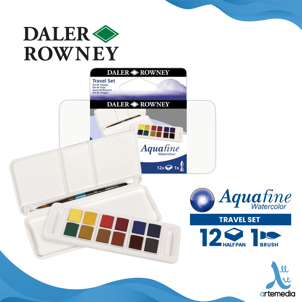 Daler-Rowney Aquafine 12 Half Pan Travel Watercolor Set