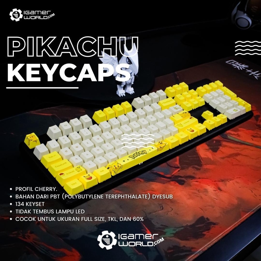 Jual Keycaps Pokemon Pikachu PBT Dyesub for Mechanical Keyboard ...