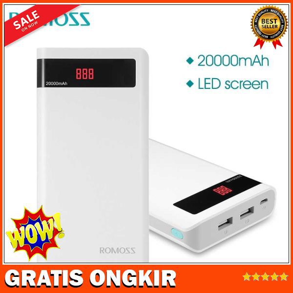 Jual ROMOSS SENSE 6P POWER BANK LCD 2 PORT 20000MAH (ORIGINAL) | Shopee ...