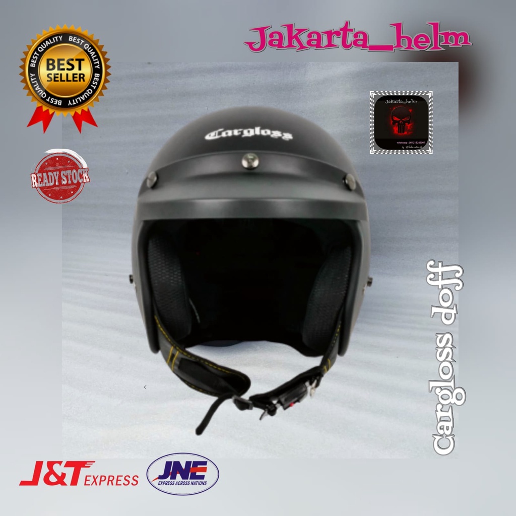 Jual Helm Cargloss Original CFM Retro Army Half Face - Black Doff ...