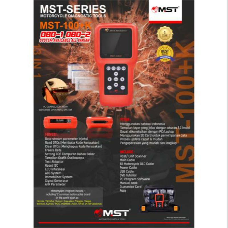 Jual Scanner motor injeksi UNIVERSAL MST 100 ALL MERK MOTOR | Shopee ...