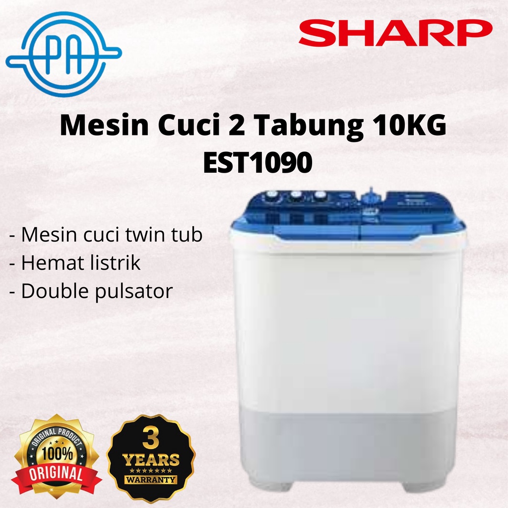 Jual MESIN CUCI 2 TABUNG SHARP EST 1090 EST1090 10 KG Shopee Indonesia