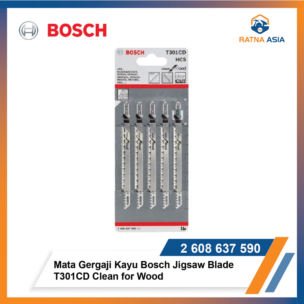 Jual Mata Gergaji Kayu Bosch Jigsaw Blade T301CD Clean for Wood ...