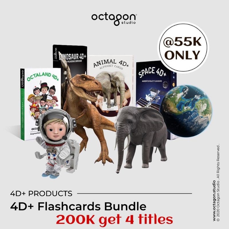 Jual 4D flash card anak animals dinosaurs space octaland | Shopee Indonesia