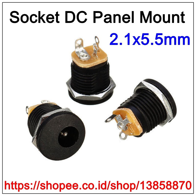 Jual DC-022 Soket DC Mur 2.1x5.5mm Panel Mount Female Power Socket ...