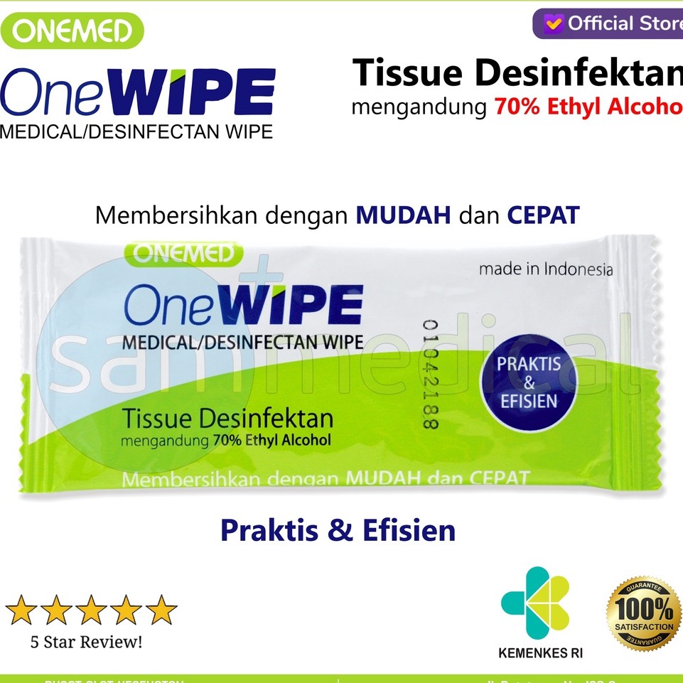Jual OneMed One Wipe Disinfectant - Tissue Desinfektan PER PCS | Shopee ...