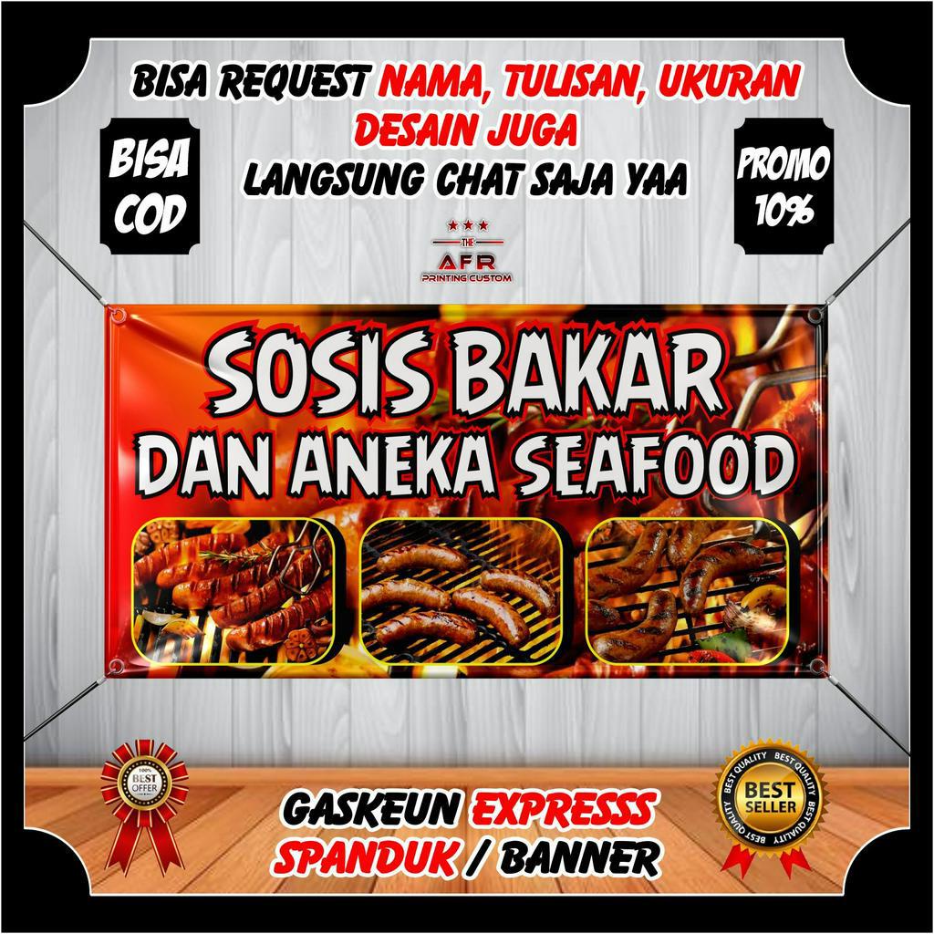 Jual Spanduk Sosis Bakar And Bakso Bakar Banner Jualan Bakso Bakar