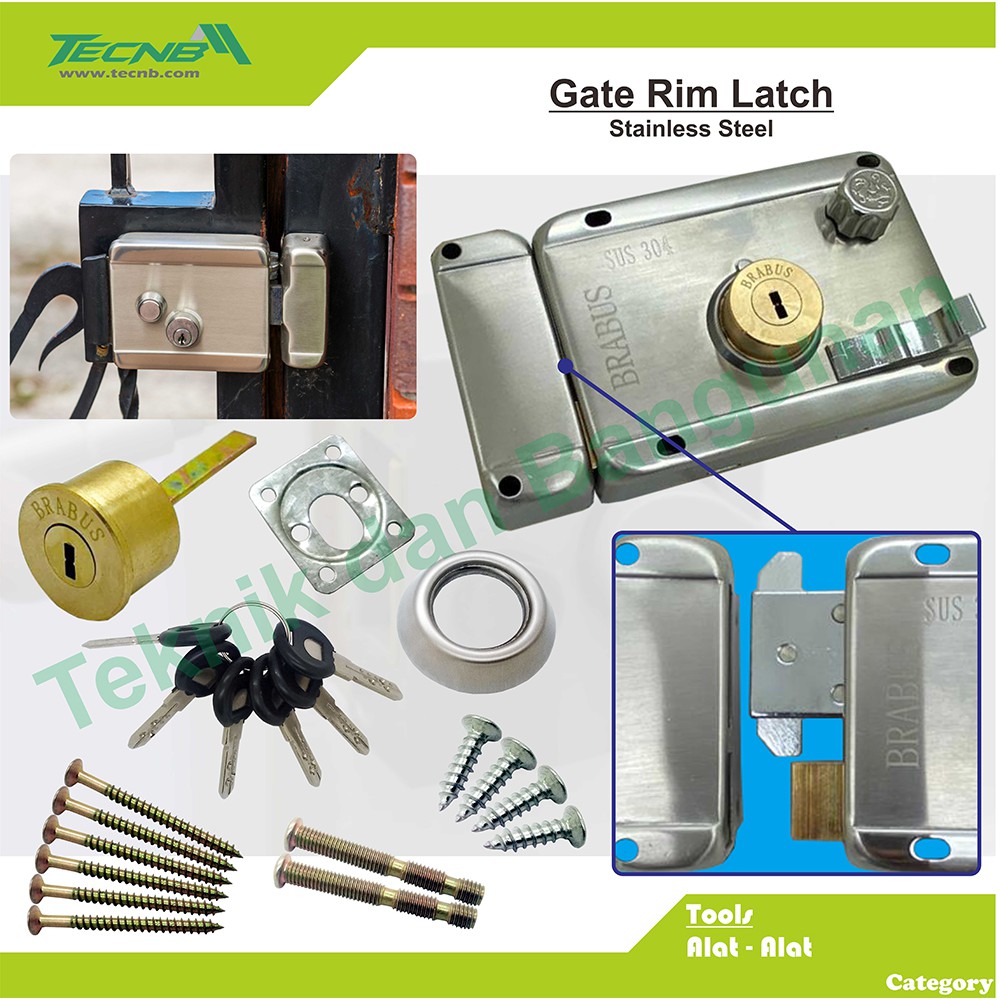 Jual Door Rim Night Latch / Kunci Grendel Pintu Otomatis | Shopee Indonesia