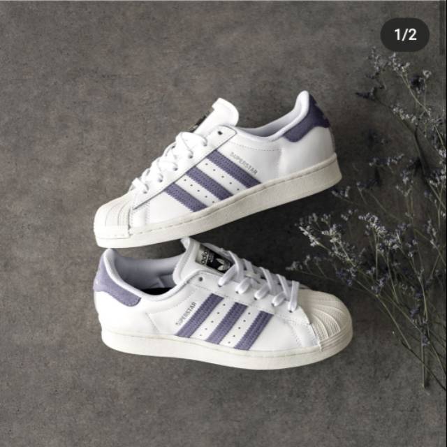 Jual ADIDAS SUPERSTAR WHITE PURPLE LOGO SILVER SIZE 36 s d 41 Price after sale 350.000 Shopee Indonesia