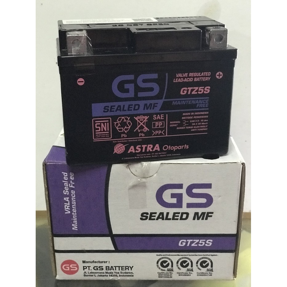 Jual Aki Motor Honda Beat GTZ5 GS Astra Original / Accu kering / Aki