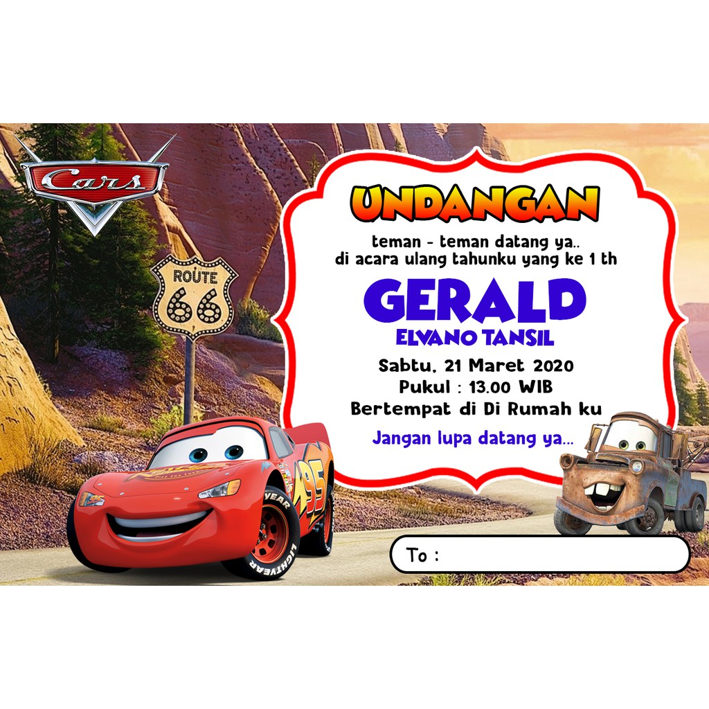 Jual Undangan Ultah Tema Cars | Shopee Indonesia